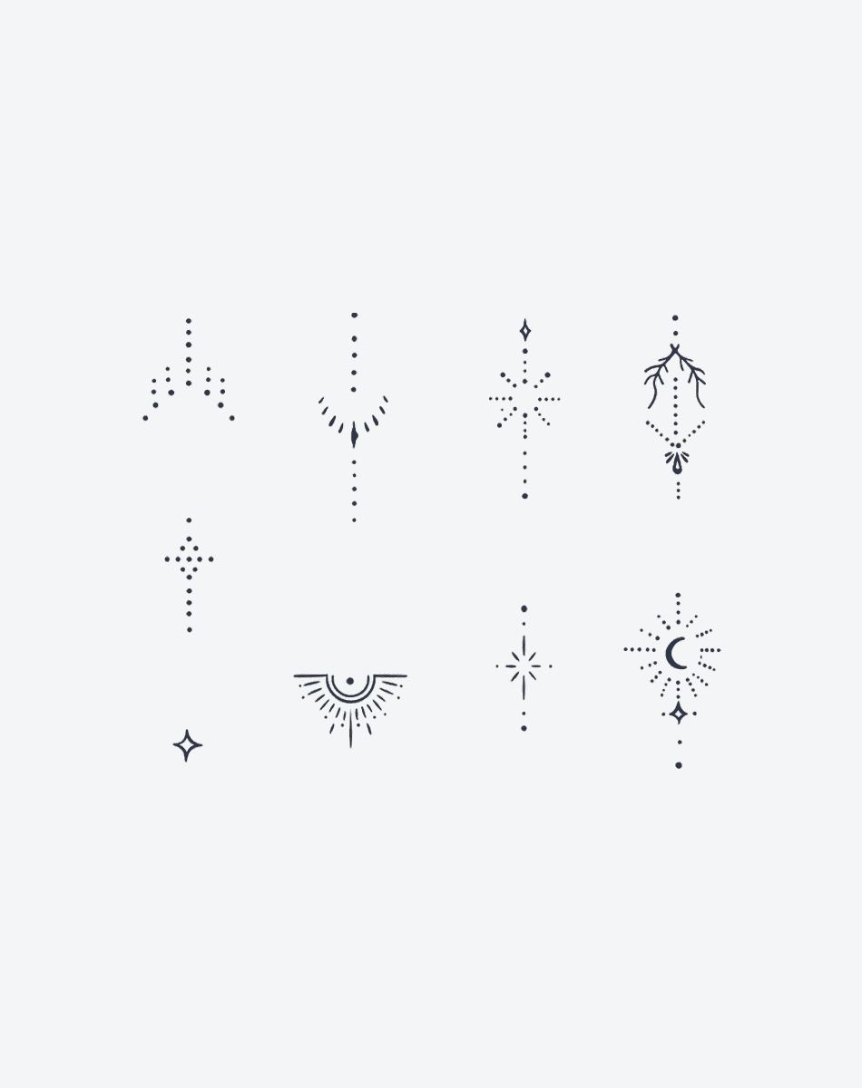 Sacred Dotwork Rays Temporary Tattoo | Light