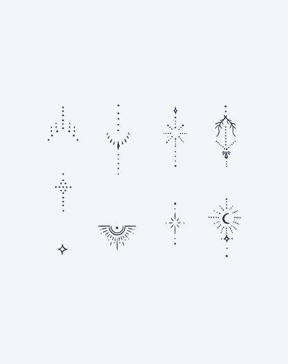 Sacred Dotwork Rays Temporary Tattoo | Light