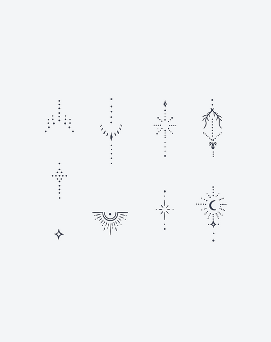 Sacred Dotwork Rays Temporary Tattoo | Light