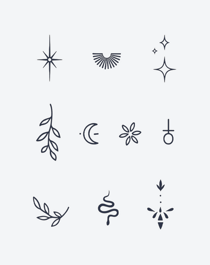 Esoteric Nature Charms Temporary Tattoo | Mystic Art