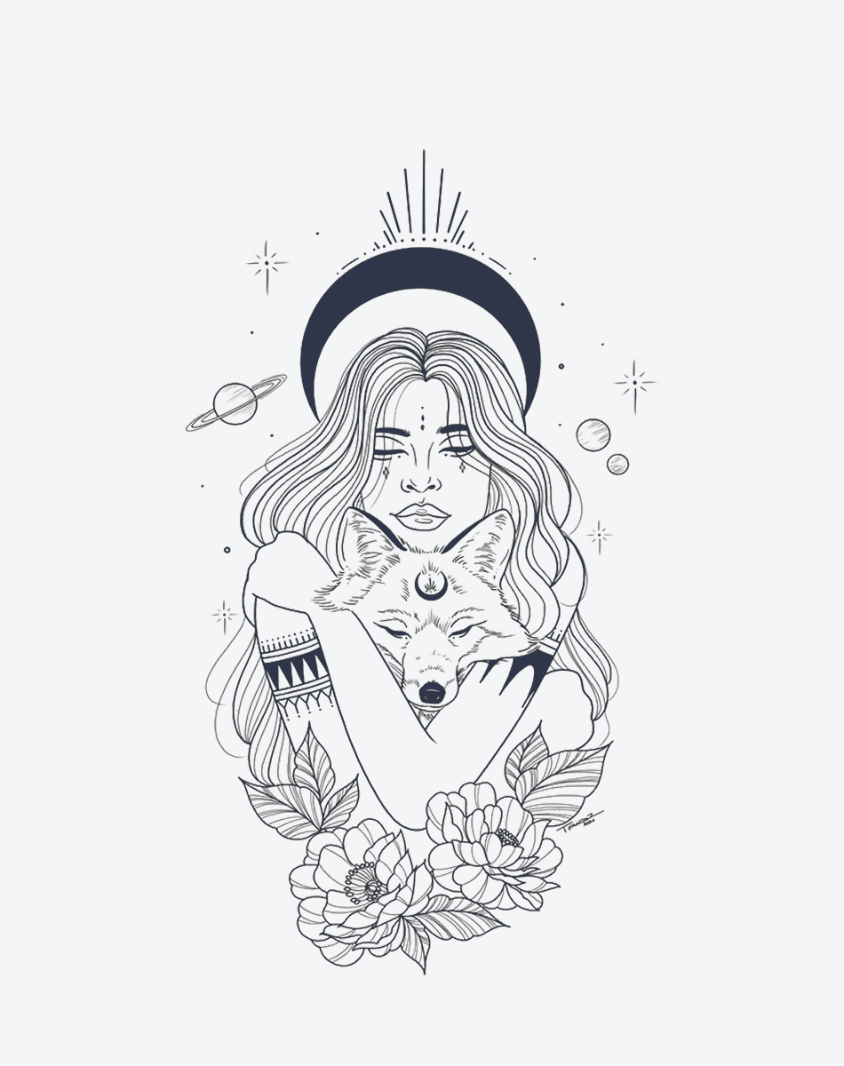 Mondgöttin Fuchs Tattoo