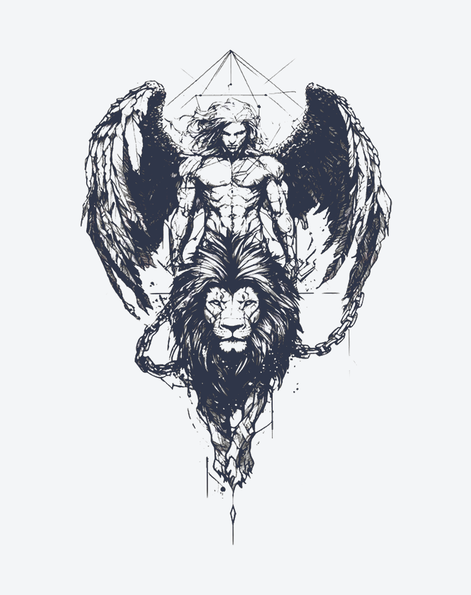 Angel Lion Tattoo | Strength and Protection Decal