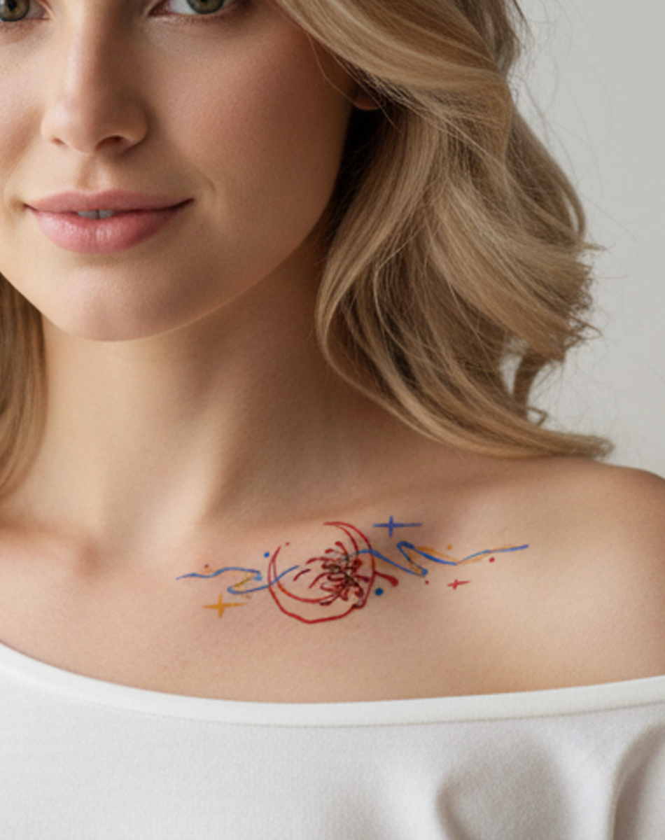 Moonlit Lycoris Tattoo Temporary Art