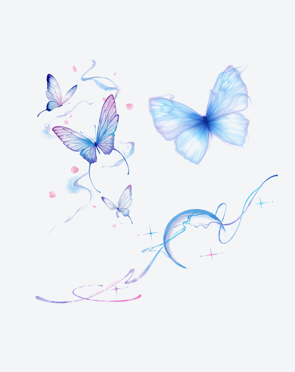 Ethereal Blue Butterfly Dreams