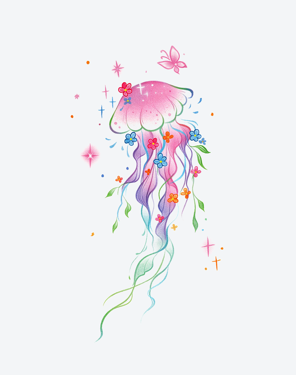 Blossom Jellyfish Tattoo Delicate Design