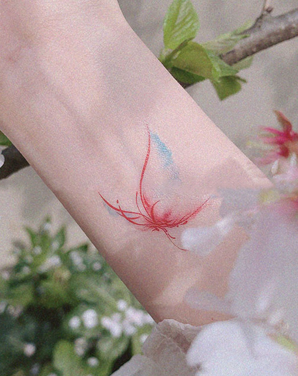 Crimson Flight Tattoo Temporary Art