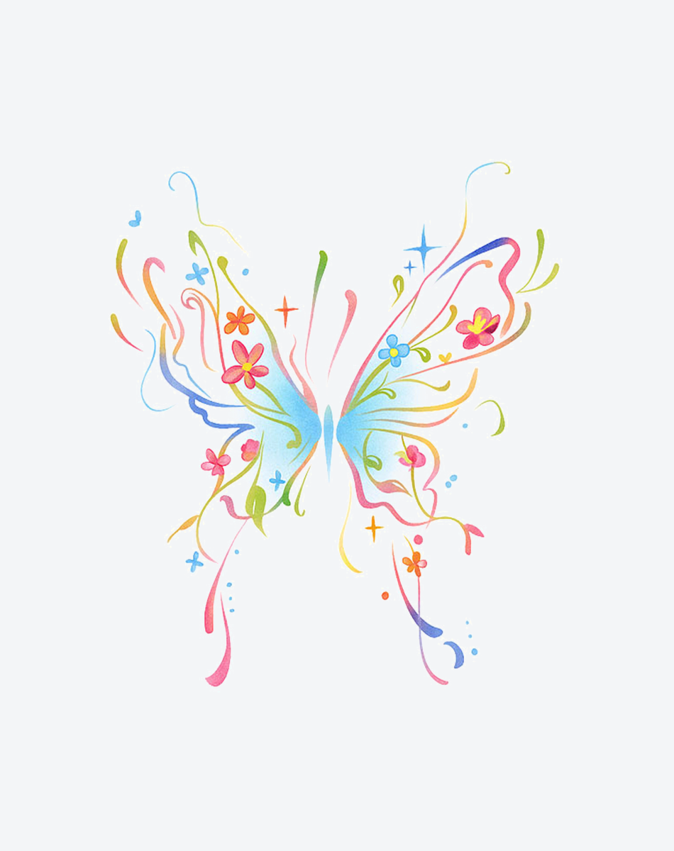Vivid Bloom Butterfly Tattoo Colorful Design