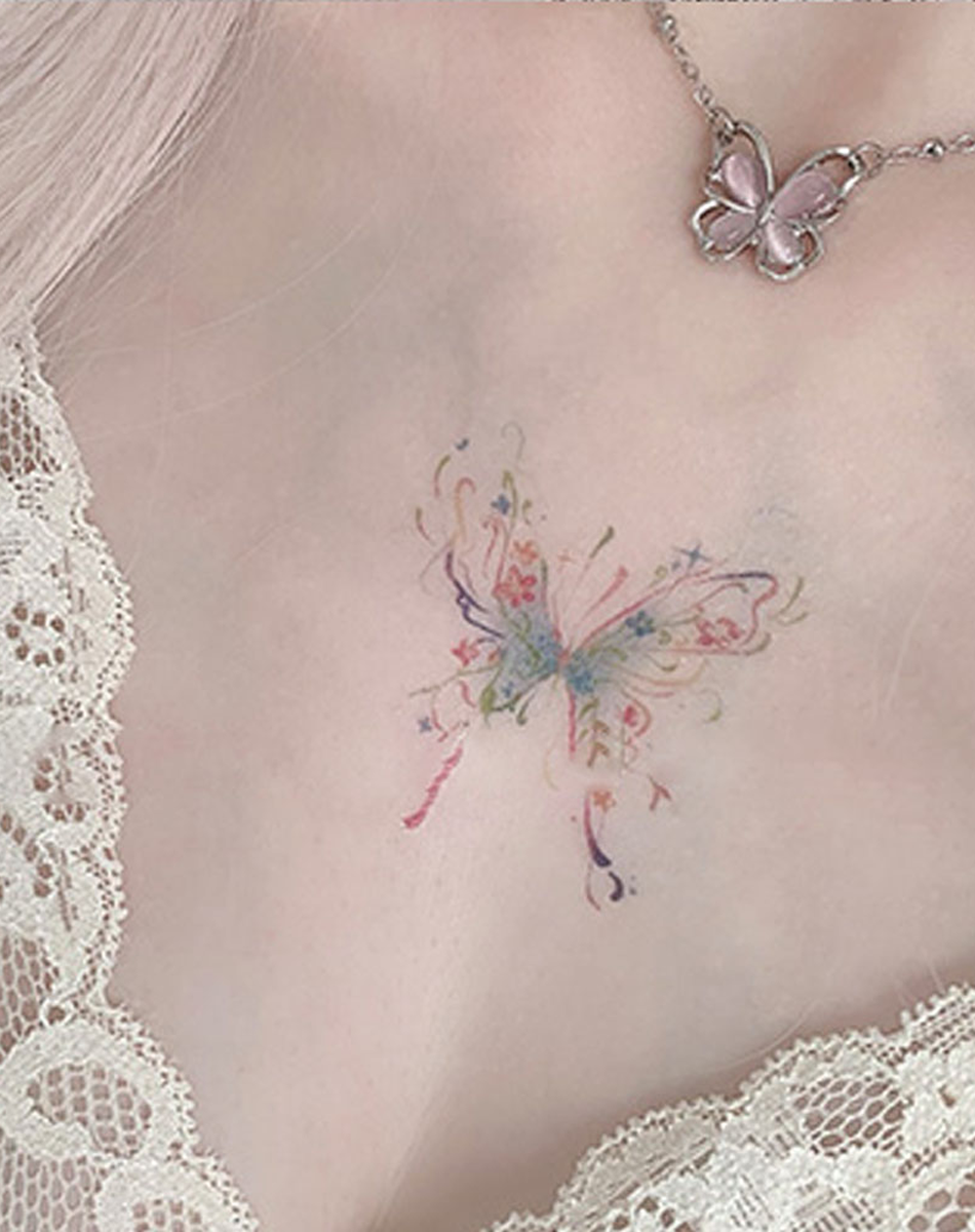 Vivid Bloom Butterfly Tattoo Temporary Art