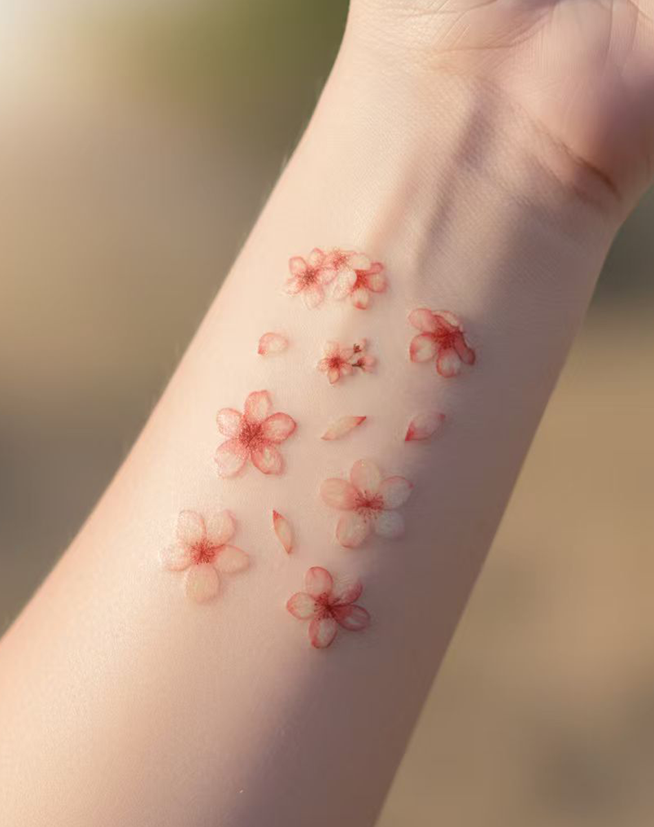 Sakura Petals Tattoo Temporary Art