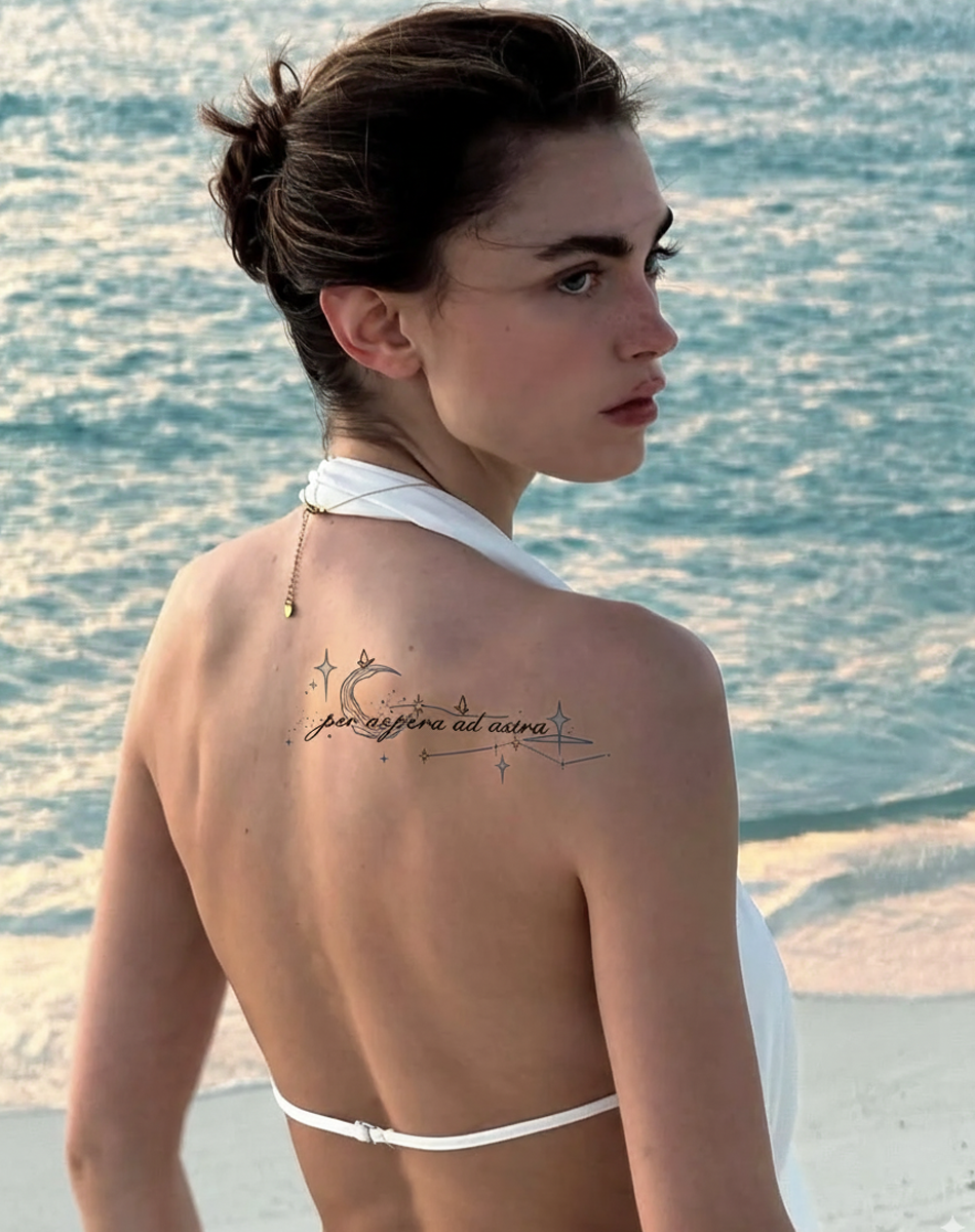 Ad Astra Script Tattoo Temporary Art