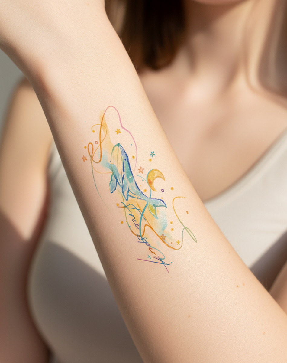 Dream Whale Tattoo Temporary Art