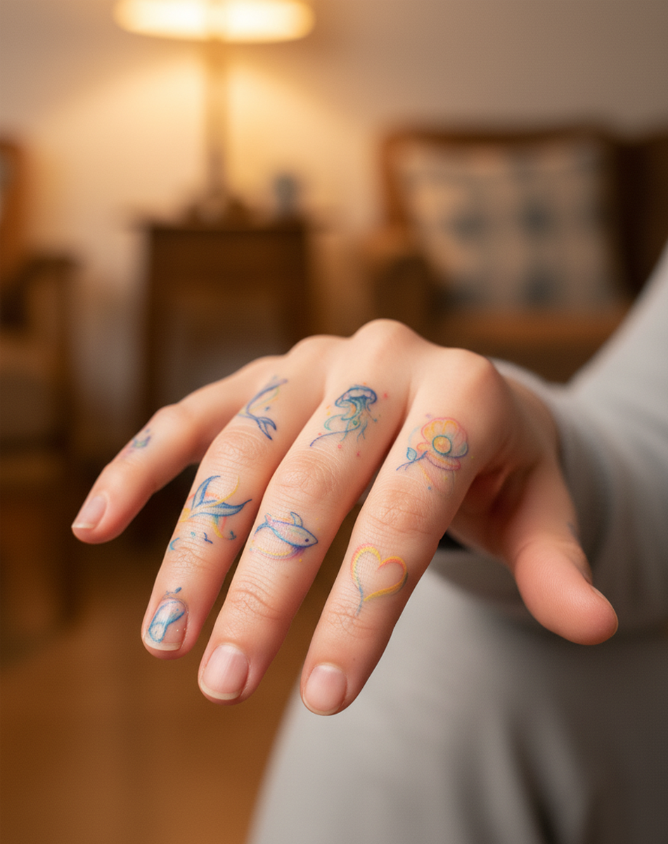 Whimsical Watercolor Set Tattoo Artistic Design