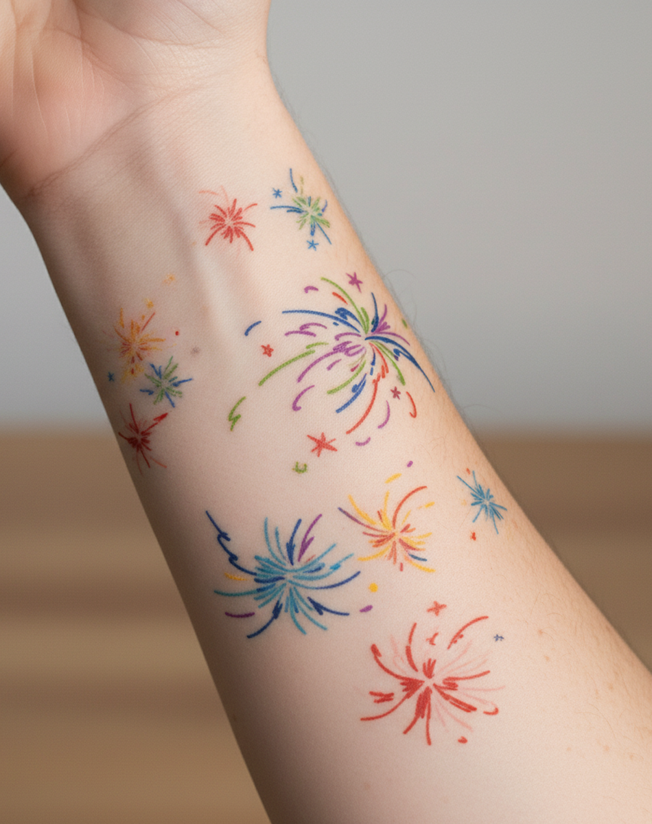 Rainbow Burst Collection Tattoo Temporary Art