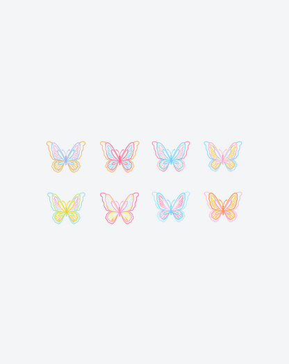 Pastel Butterfly Set Tattoo Elegant Style