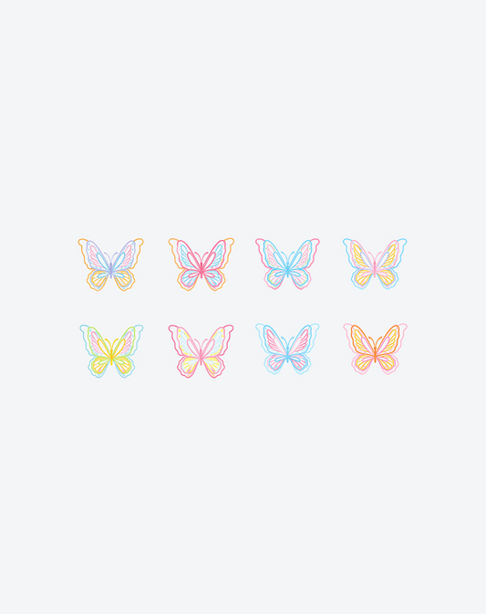 Pastel Butterfly Set Tattoo Elegant Style