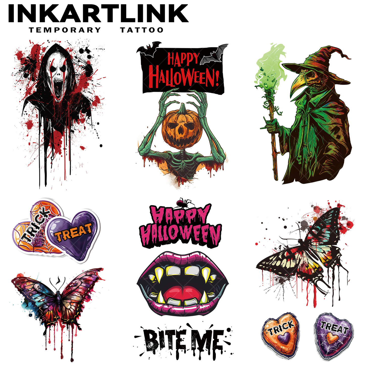 Halloween horror tattoo stickers 4