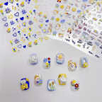 Color-Block Embossed Heart Nail Art