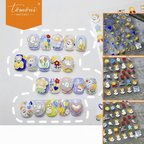 Color-Block Embossed Heart Nail Art