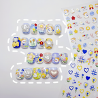 Color-Block Embossed Heart Nail Art