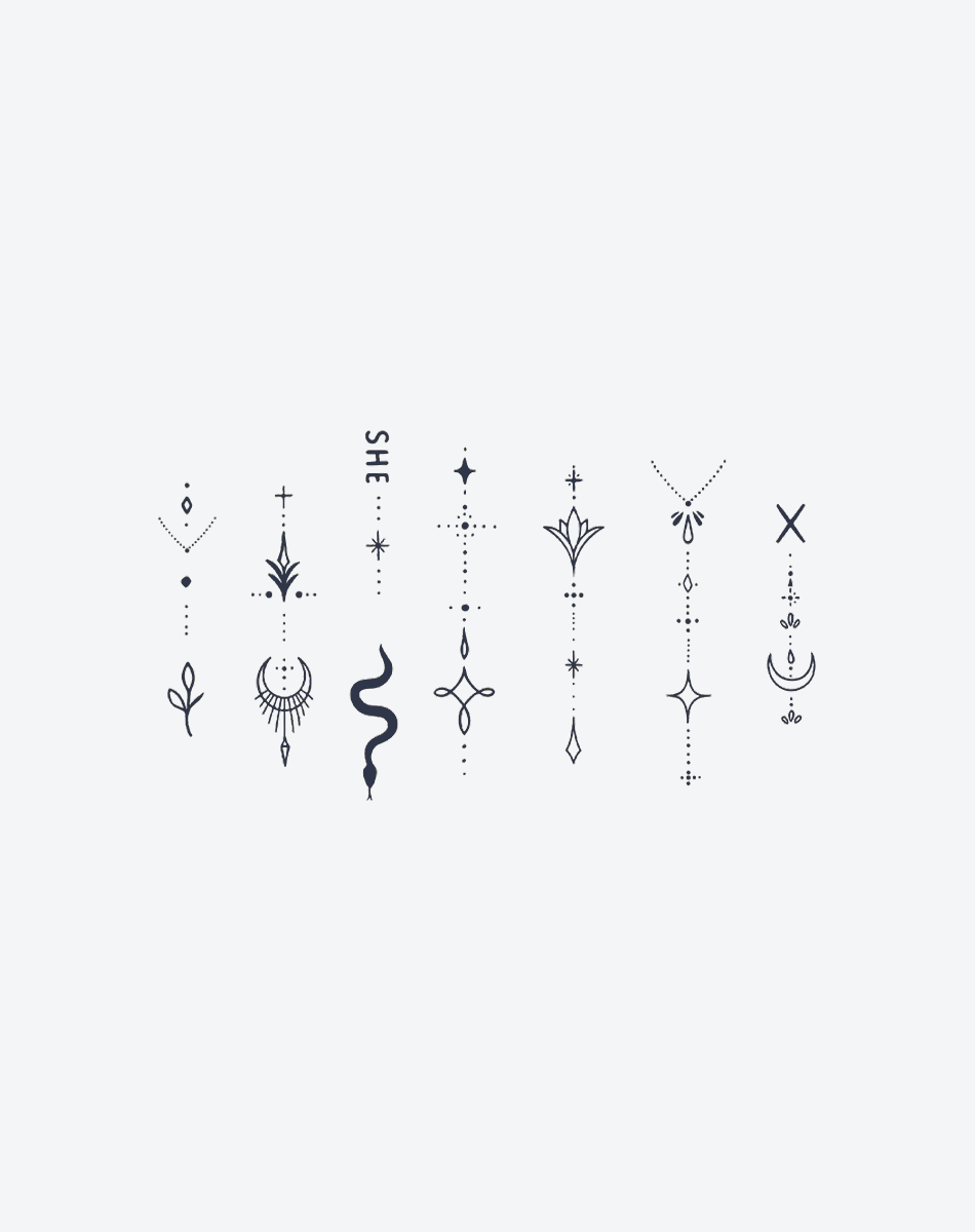 Celestial Serpent Jewels Temporary Tattoo | Cosmic Art
