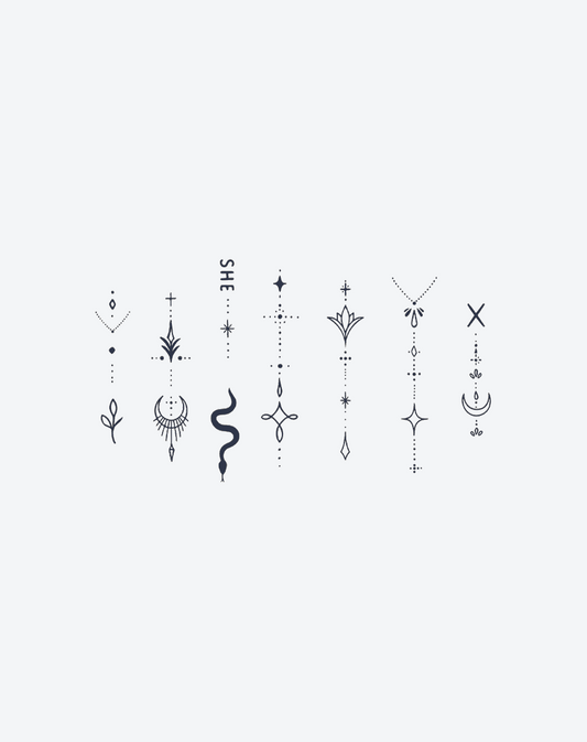 Celestial Serpent Jewels Temporary Tattoo | Cosmic Art