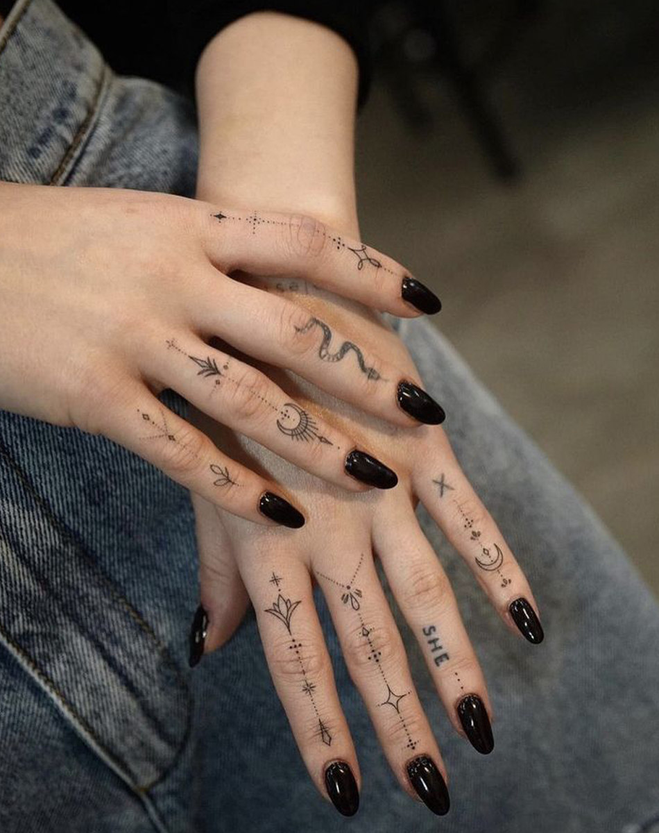 Celestial Serpent Jewels Temporary Tattoo | Cosmic Art