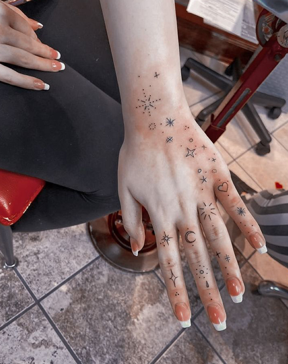 Starlight & Heart Dust Temporary Tattoo: Poetic Starlight Quote Design