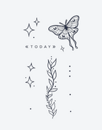 Lunar Moth Tattoo: Moth & 'Today' Quote Sticker