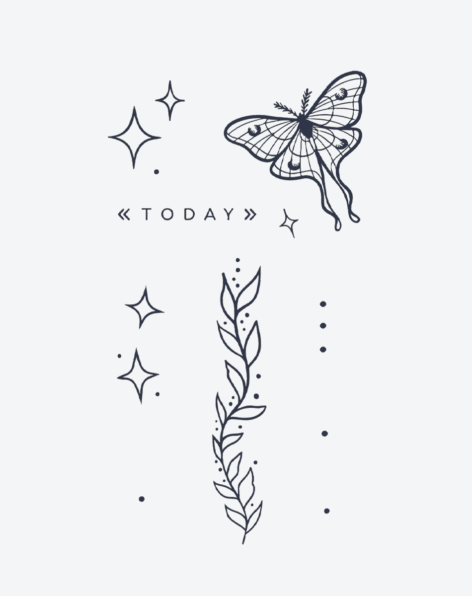 Lunar Moth Tattoo: Moth & 'Today' Quote Sticker