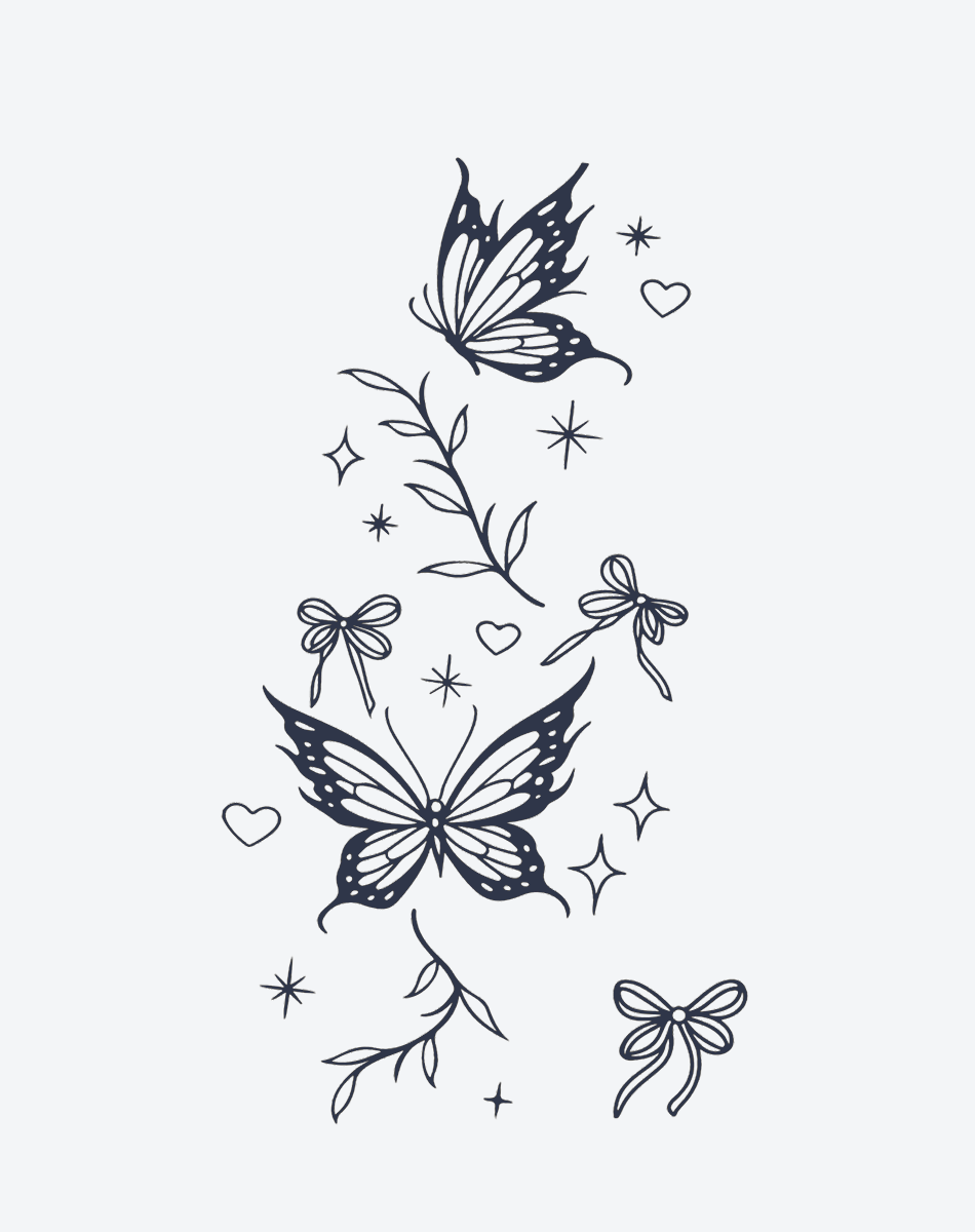 Butterfly Tattoo: Elegant Bow & Celestial Tattoos