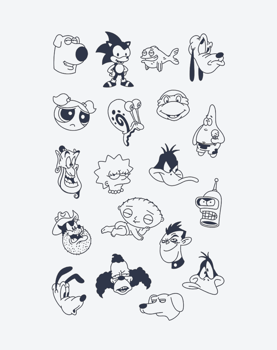 Cartoon Classics Tattoo Retro Fun Design