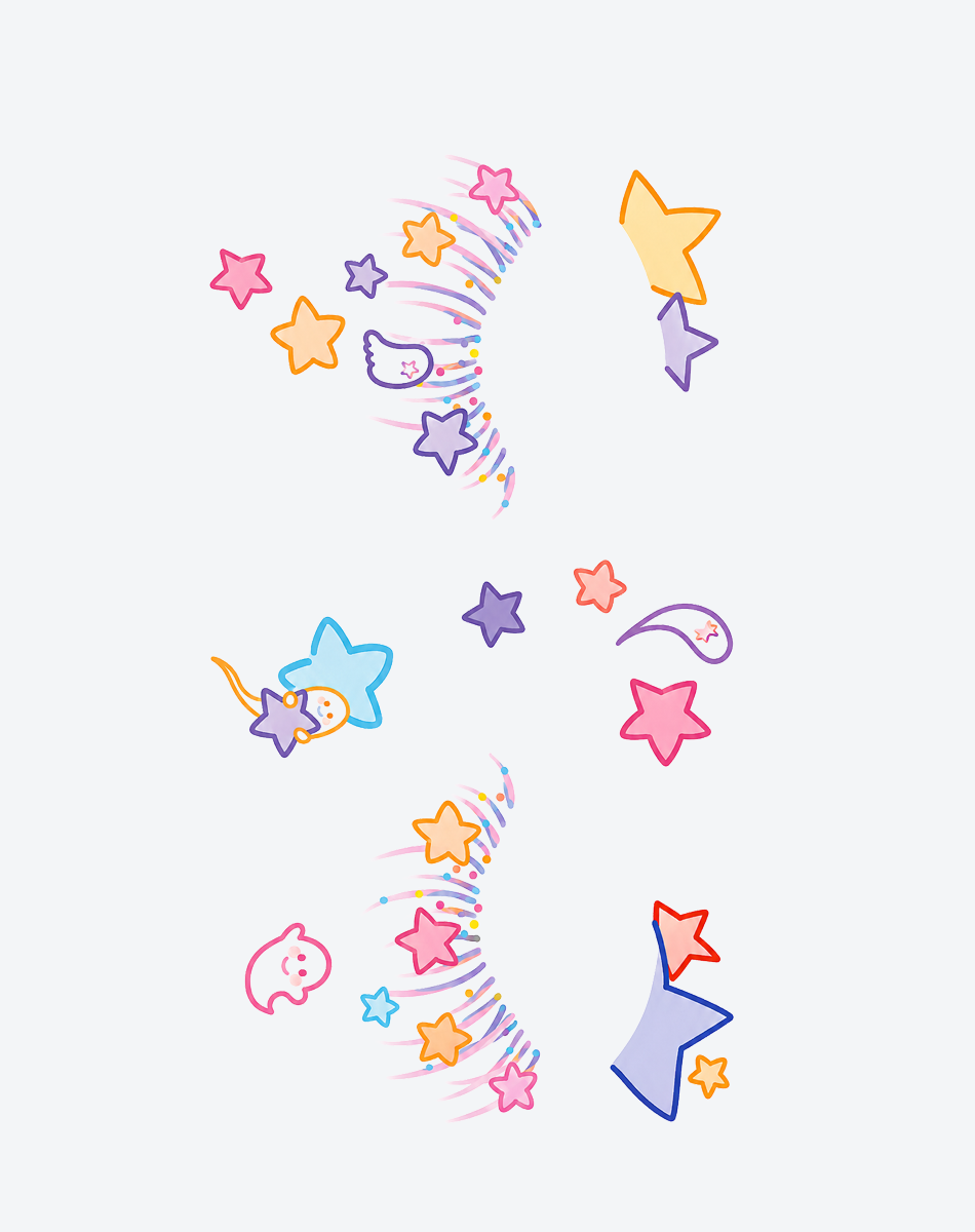 Colorful Shooting Star Glow Tattoos