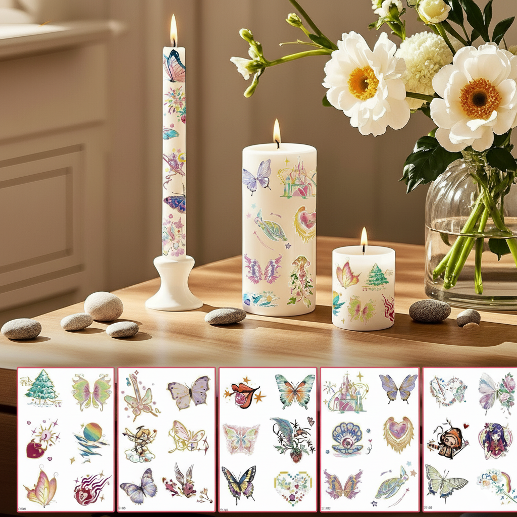 Fairy Butterfly Fantasy Candle Decals