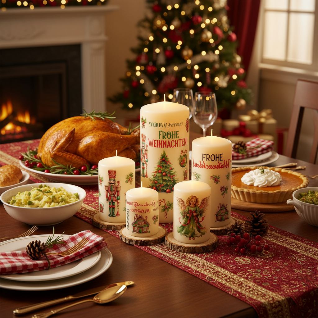 Minimalist Black & White Christmas Candle Decals