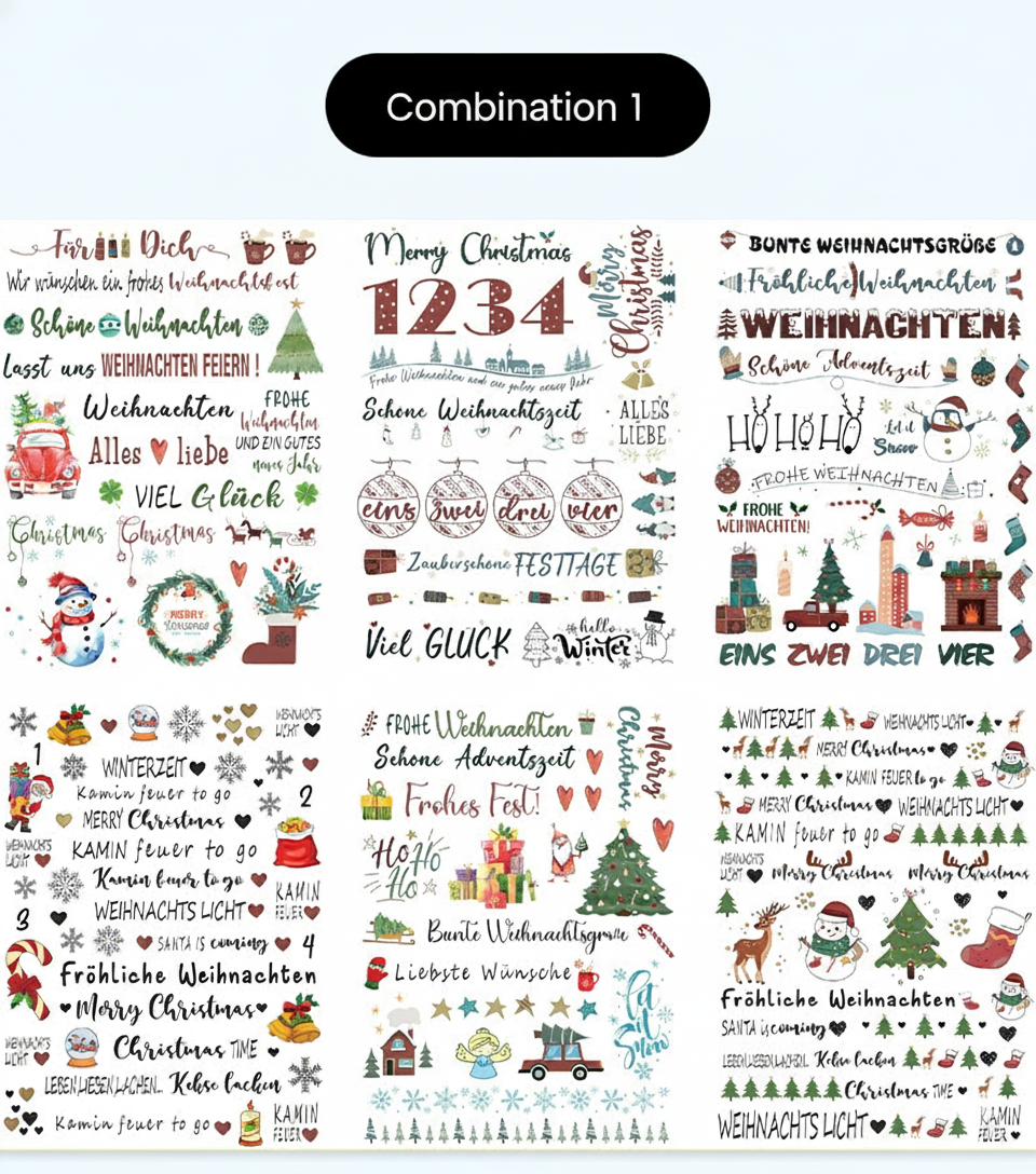 Colorful Christmas Blessings Candle Decals