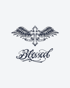 Blessed Cross Wings Tattoo