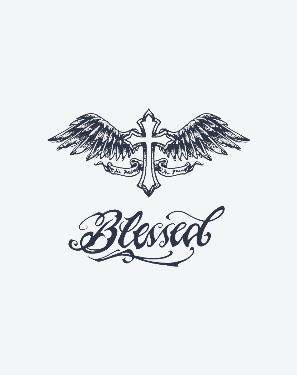 Blessed Cross Wings Tattoo