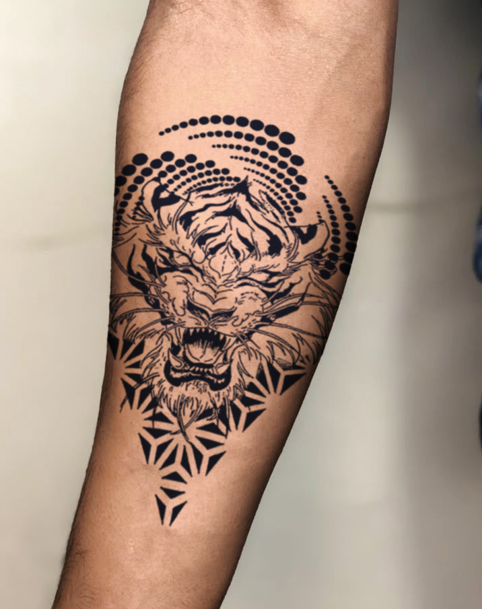 Geometric Tiger Tattoo