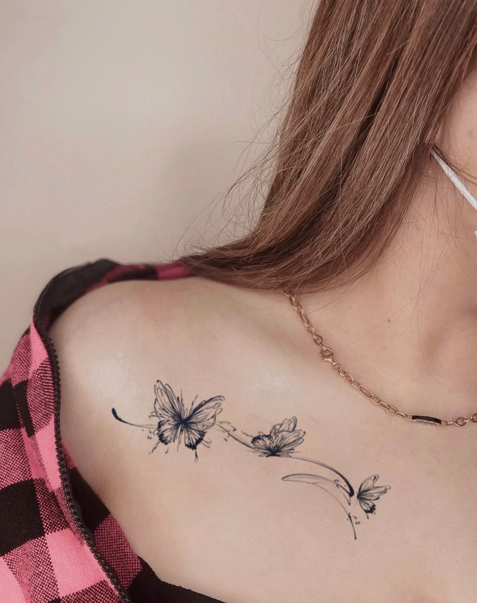 Collarbone Butterflies on Shoulder