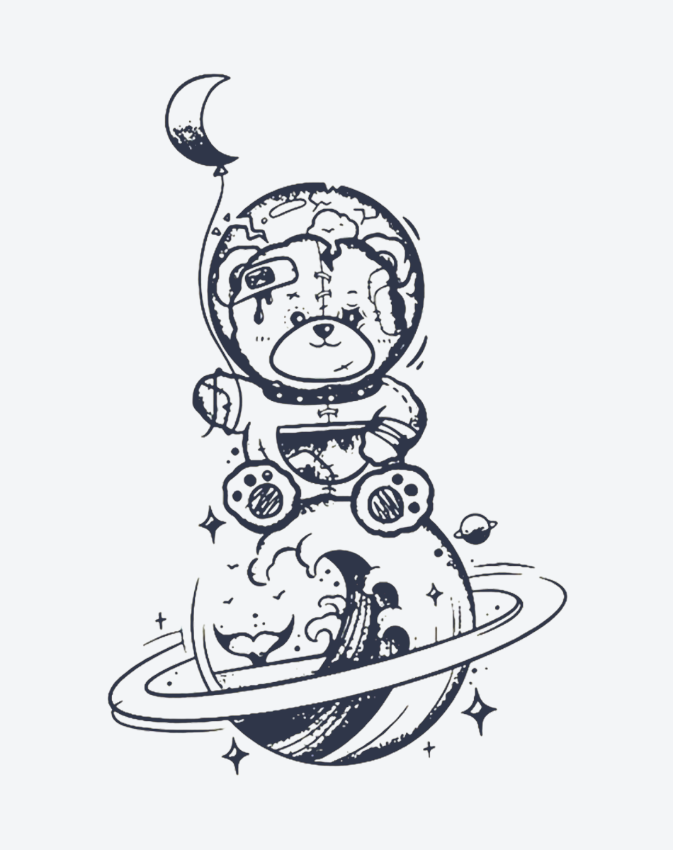Kosmischer Teddybär-Wanderer