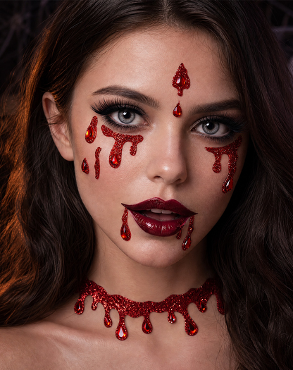 Bloody Red Temporary Tattoos – Gothic Dripping Blood Face & Body Tattoos