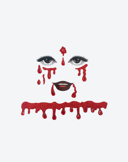 Bloody Red Temporary Tattoos – Gothic Dripping Blood Face & Body Tattoos