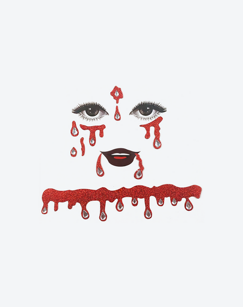 Bloody White Temporary Tattoos – Gothic Dripping Blood Face & Body Tattoos