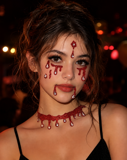 Bloody White Temporary Tattoos – Gothic Dripping Blood Face & Body Tattoos
