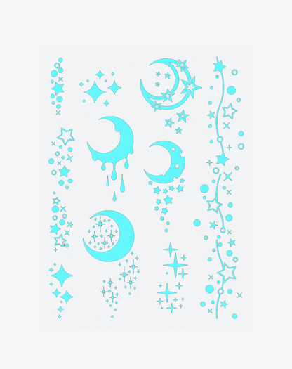 Glow in the Dark Moon & Stars Temporary Tattoo