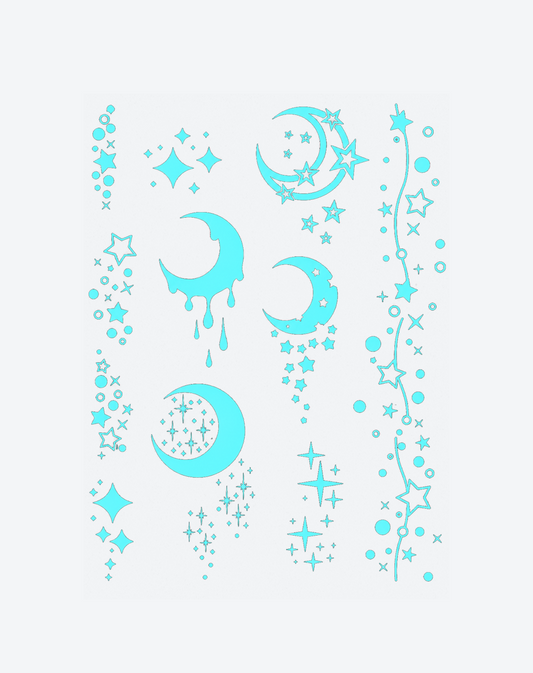 Glow in the Dark Moon & Stars Temporary Tattoo