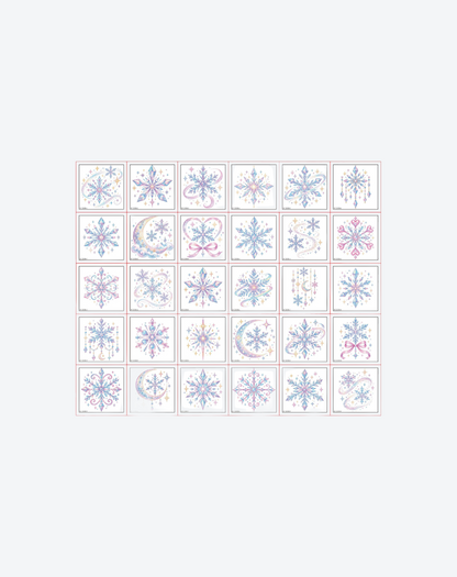 Moonlit Frost – 30 Pastel Snowflake Temporary Tattoo Designs