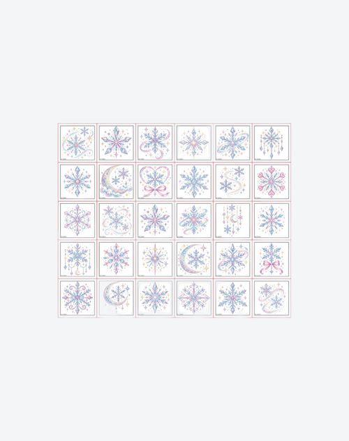 Moonlit Frost – 30 Pastel Snowflake Temporary Tattoo Designs
