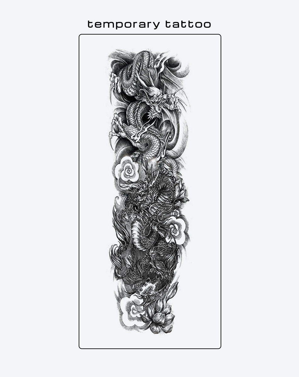 Dragon and Clouds Temporary Tattoo | Asian Style Art