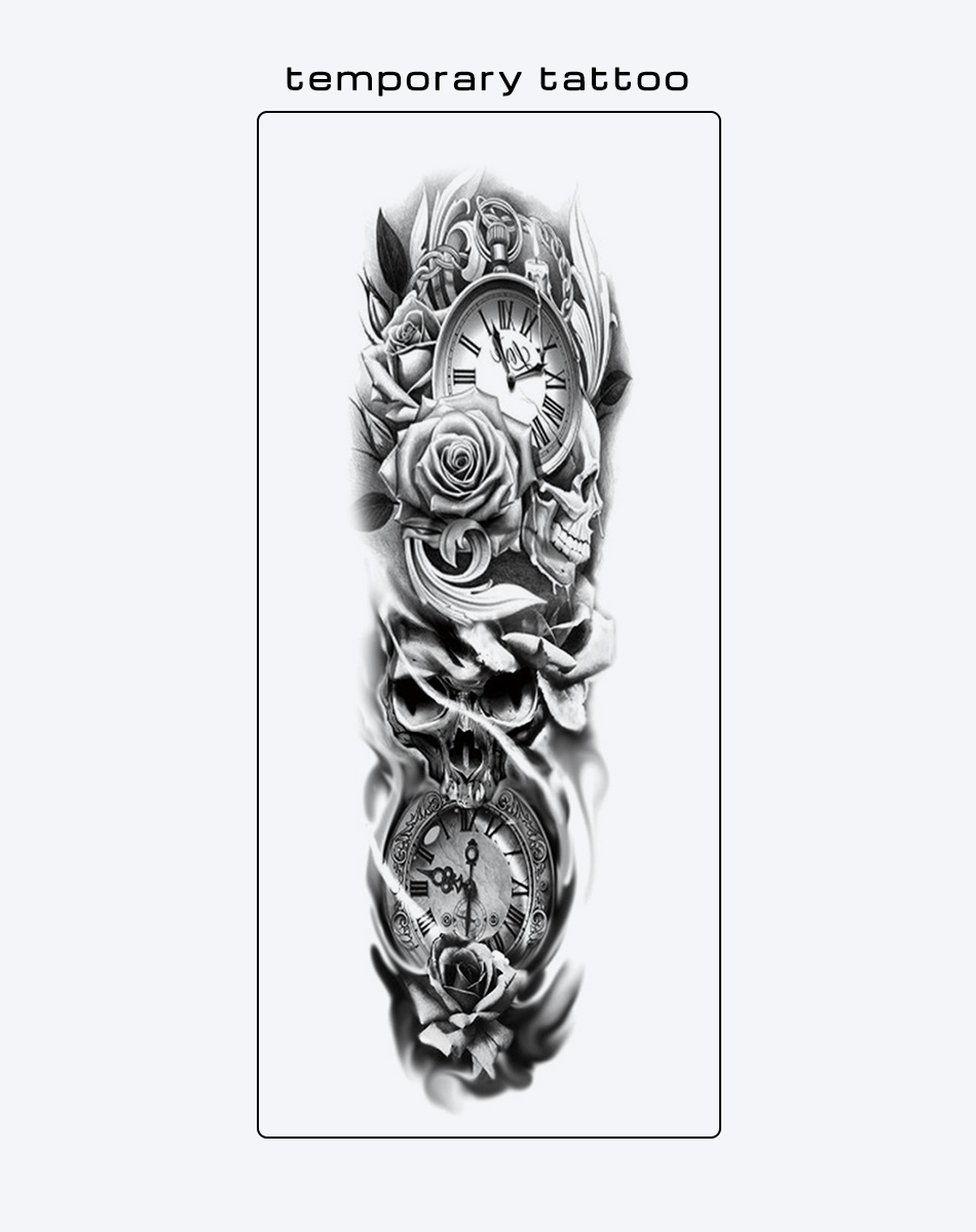 Skulls Clocks and Roses Traditional Tattoos